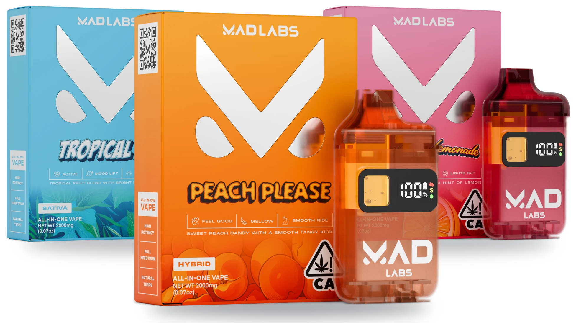 Mad Labs all-in-one vapes with packaging