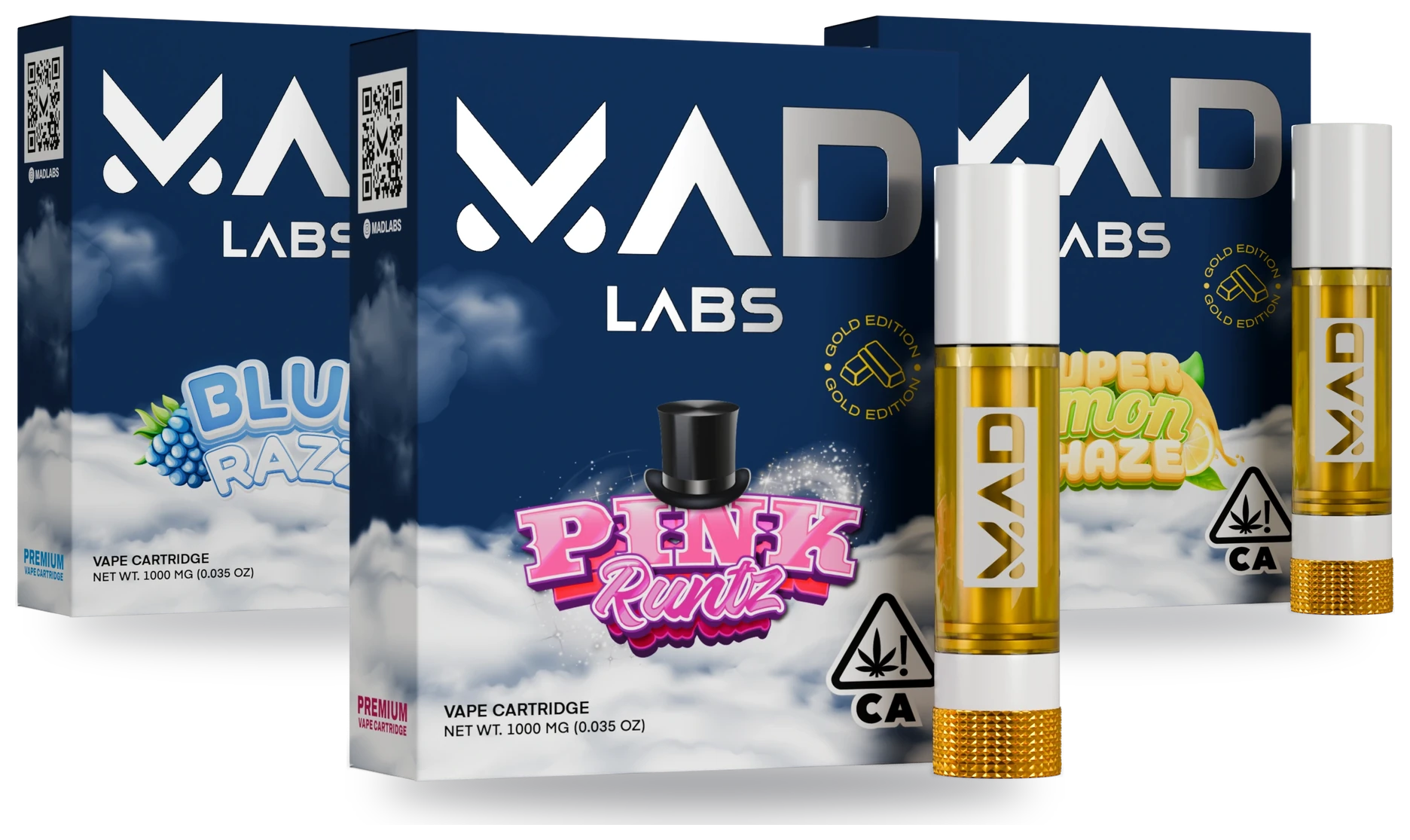 Mad Labs 1G cartridges with packaging